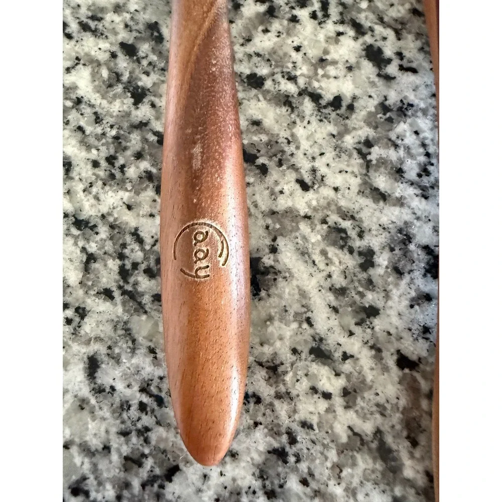Handcrafted Wooden Kitchen Set of 2 Salad Spoon Spatula Rustic Artisan Wood